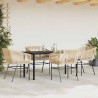 Ensemble à manger jardin coussins 5pcs marron poly rotin verre 