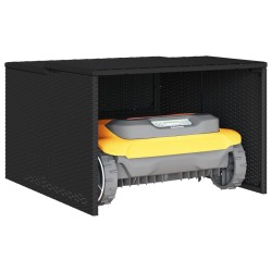 Garage pour robot tondeuse noir 86x90x52/57 cm résine tressée 