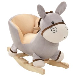 Âne à bascule avec dossier Peluche 60x32x55 cm Gris 