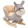 Âne à bascule avec dossier Peluche 60x32x55 cm Gris 