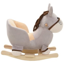 Âne à bascule avec dossier Peluche 60x32x55 cm Gris 
