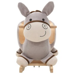 Âne à bascule avec dossier Peluche 60x32x55 cm Gris 