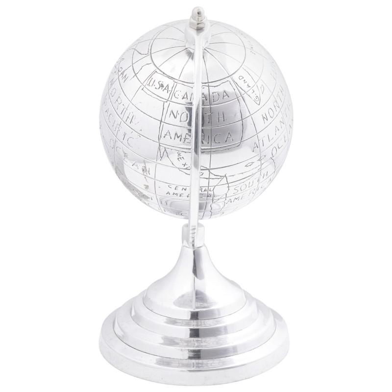 Sculpture de globe Argent 16.5x14x26 cm Aluminium 