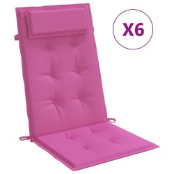Coussins de chaise à dossier haut lot de 6 rose tissu oxford 