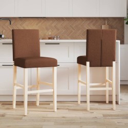 Chaises de bar lot de 2 bois massif d'hévéa et tissu 