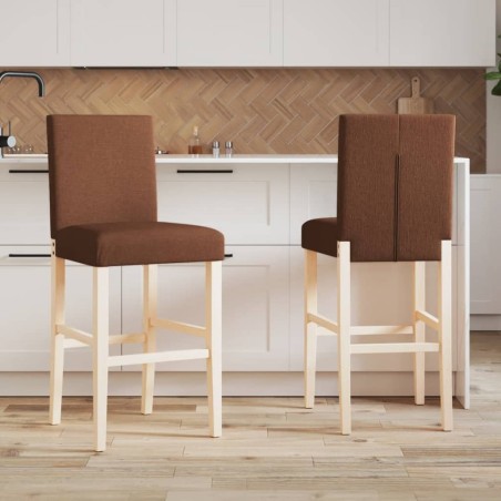 Chaises de bar lot de 2 bois massif d'hévéa et tissu 