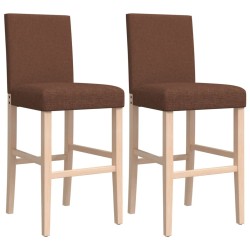 Chaises de bar lot de 2 bois massif d'hévéa et tissu 