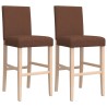 Chaises de bar lot de 2 bois massif d'hévéa et tissu 