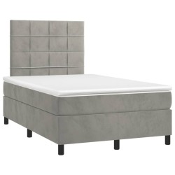 Sommier à lattes de lit et matelas gris clair 120x190cm velours 