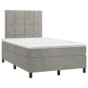 Sommier à lattes de lit et matelas gris clair 120x190cm velours 