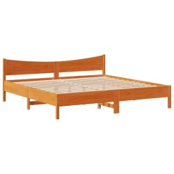 Cadre de lit et tête de lit cire marron 180x200 cm bois de pin 