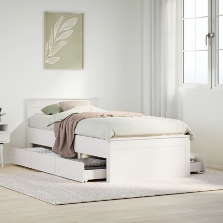 Cadre de lit sans matelas avec tête de lit 100x200 cm bois pin 