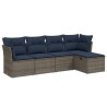 Salon de jardin 5 pcs avec coussins gris résine tressée 