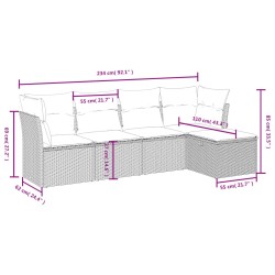 Salon de jardin 5 pcs avec coussins gris résine tressée 