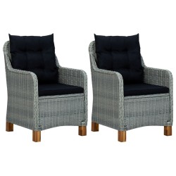Salon de jardin 3 pcs avec coussins Résine tressée Gris clair 
