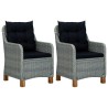 Salon de jardin 3 pcs avec coussins Résine tressée Gris clair 