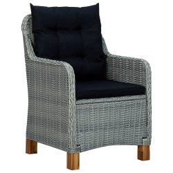 Salon de jardin 3 pcs avec coussins Résine tressée Gris clair 