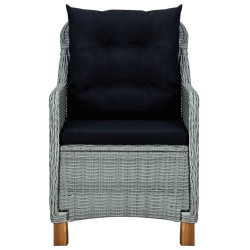 Salon de jardin 3 pcs avec coussins Résine tressée Gris clair 