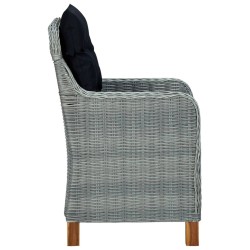 Salon de jardin 3 pcs avec coussins Résine tressée Gris clair 