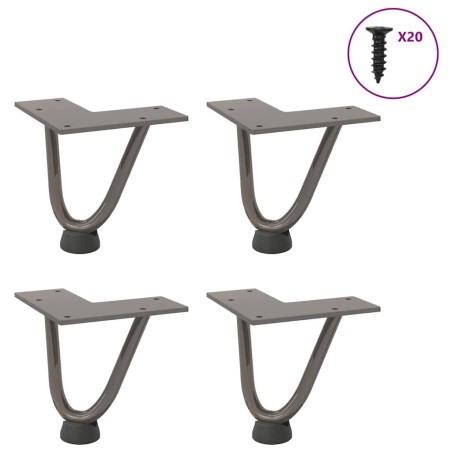 Pieds en épingle à cheveux pour table basse 4 pièces Acier naturel 10 cm Acier massif 