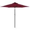 Parasol de jardin avec LED mât en acier bordeaux 225x225x212 cm 