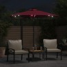 Parasol de jardin avec LED mât en acier bordeaux 225x225x212 cm 