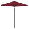 Parasol de jardin avec LED mât en acier bordeaux 225x225x212 cm 