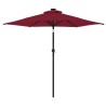 Parasol de jardin avec LED mât en acier bordeaux 225x225x212 cm 