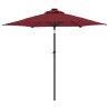 Parasol de jardin avec LED mât en acier bordeaux 225x225x212 cm 