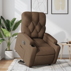 Fauteuil inclinable électrique marron tissu 