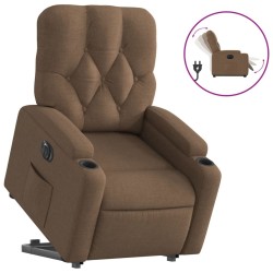 Fauteuil inclinable électrique marron tissu 