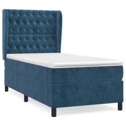 Sommier à lattes de lit avec matelas Bleu foncé 100x200 cm 