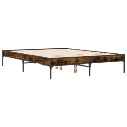 Cadre de lit sans matelas chêne fumé 135x190 cm 