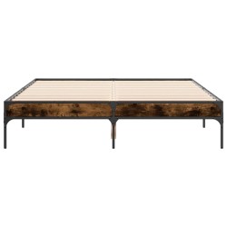 Cadre de lit sans matelas chêne fumé 135x190 cm 