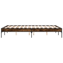 Cadre de lit sans matelas chêne fumé 135x190 cm 