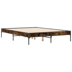 Cadre de lit sans matelas chêne fumé 135x190 cm 