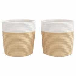 Paniers de rangement 2 pcs beige et blanc Ø28x28 cm coton 