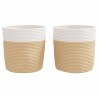 Paniers de rangement 2 pcs beige et blanc Ø28x28 cm coton 