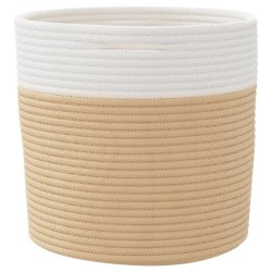Paniers de rangement 2 pcs beige et blanc Ø28x28 cm coton 