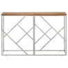 Table console argenté acier inoxydable et bois massif d'acacia 