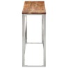 Table console argenté acier inoxydable et bois massif d'acacia 