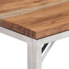 Table console argenté acier inoxydable et bois massif d'acacia 