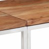 Table console argenté acier inoxydable et bois massif d'acacia 