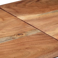 Table console argenté acier inoxydable et bois massif d'acacia 