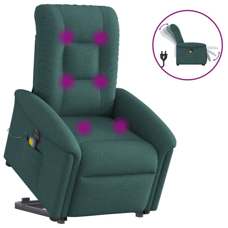 Fauteuil inclinable de massage électrique Vert foncé Tissu 