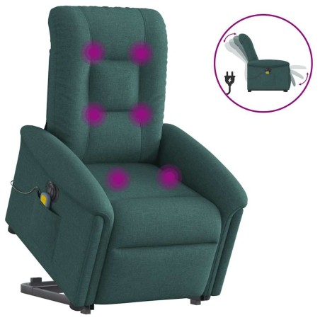 Fauteuil inclinable de massage électrique Vert foncé Tissu 