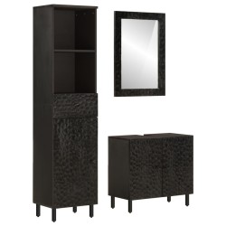Ensemble d'armoires de salle de bain 3 pcs bois manguier massif 