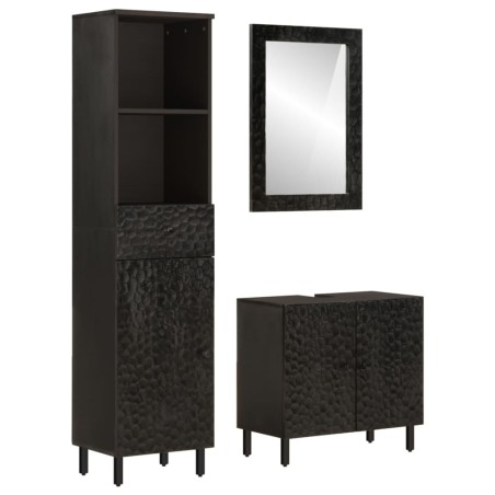 Ensemble d'armoires de salle de bain 3 pcs bois manguier massif 