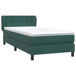 Sommier à lattes de lit et matelas vert foncé 80x220 cm velours 