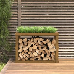 Porte-bûches d’extérieur Marron miel 108x52x74 cm Bois pin 